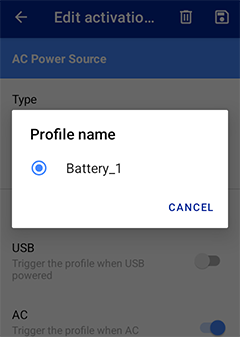 Select activation item profile