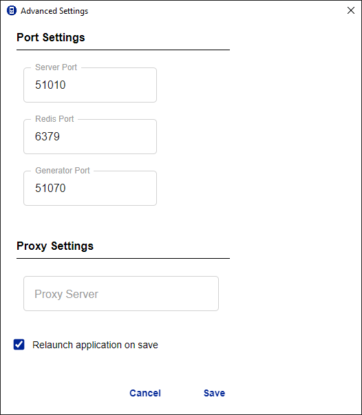 advanced configuration window