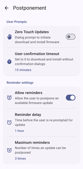 Postponement Settings