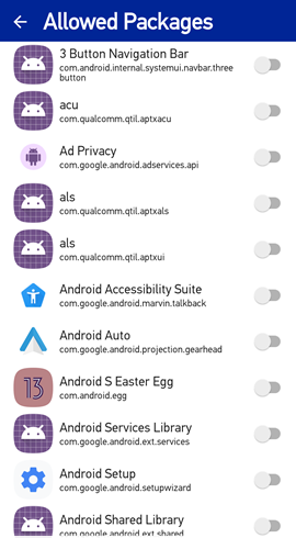 Allowed Packages Settings