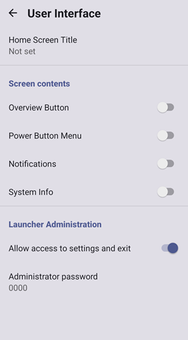 User Interface Settings