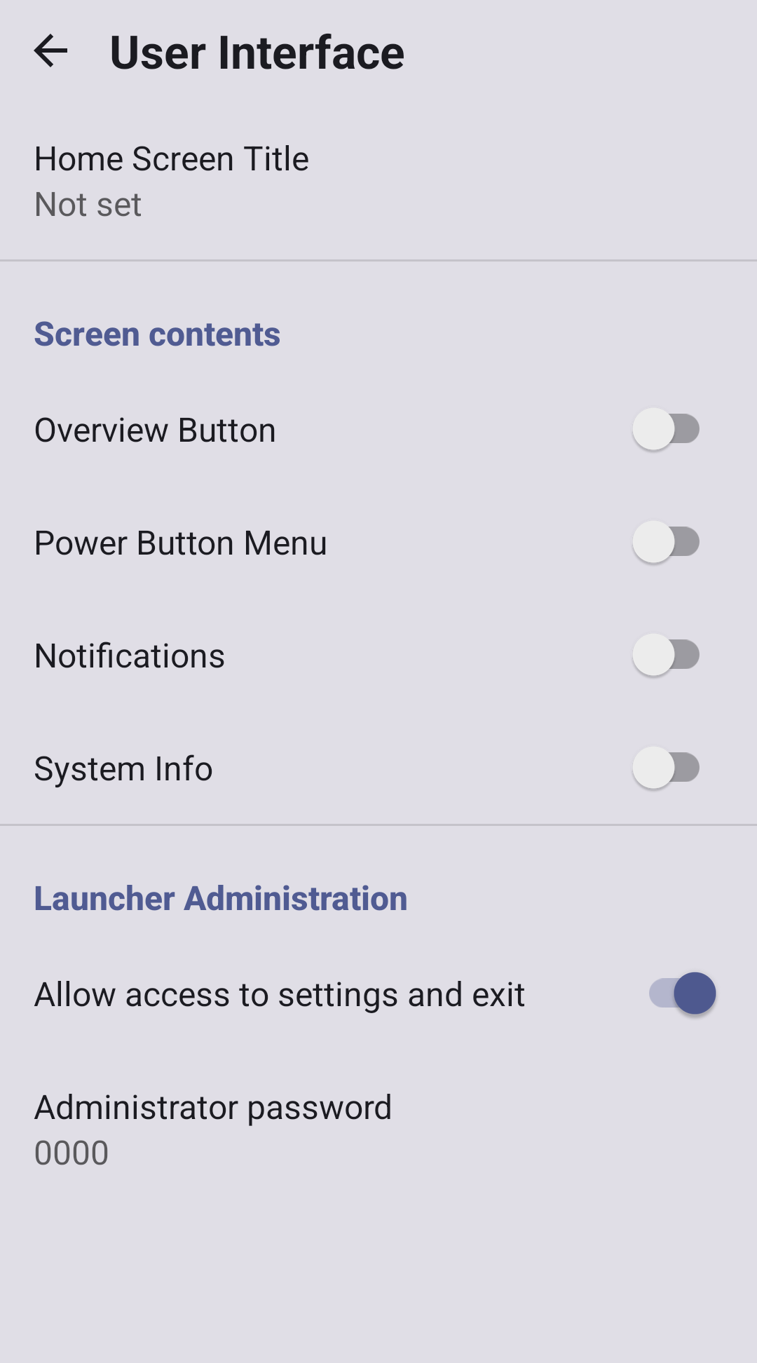 User Interface Settings