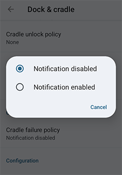 Cradle unlock key policy