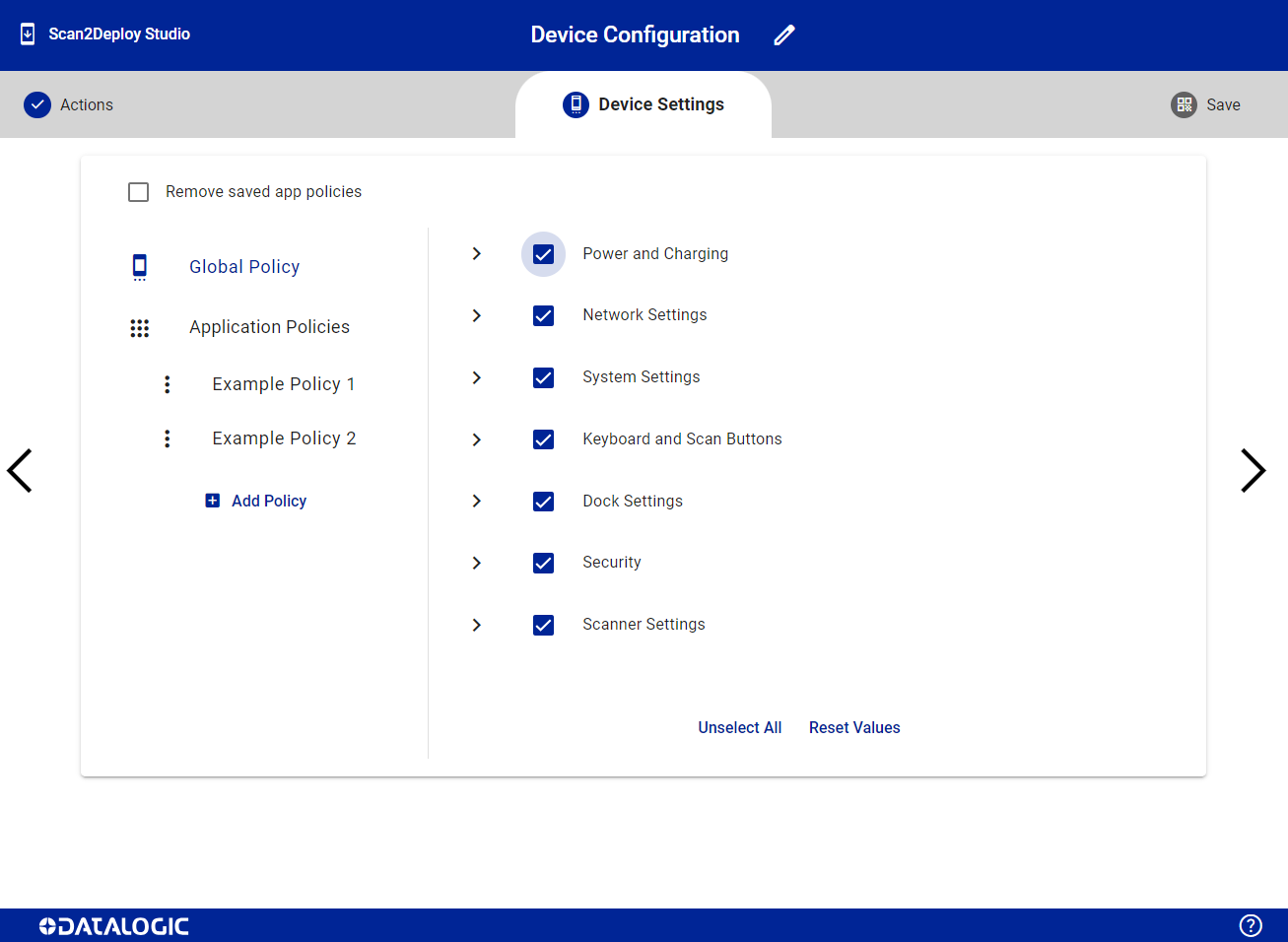 Device and Scanner Settings page