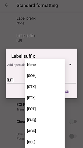 Label suffix