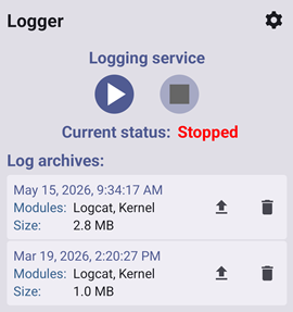 Logger Main Screen