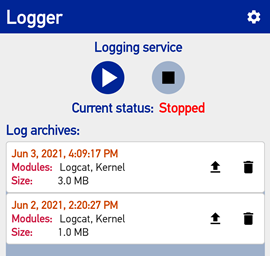 Logger Main Screen