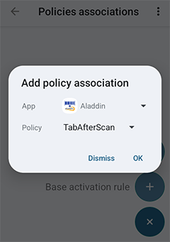 Policies association select app