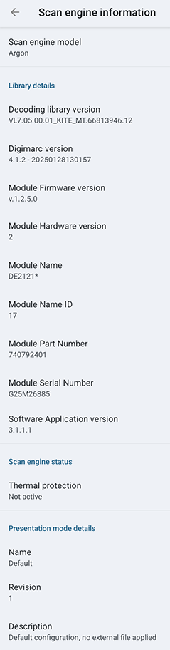Scan Engine Info