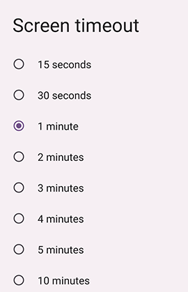 Screen Timeout