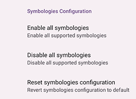 Symbologies Configuration